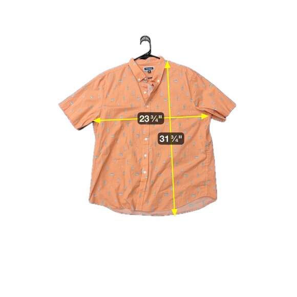 Club Room Short Sleeve Button Up Shirt Orange Sz XXL Cactus & Car Print Casual - Picture 8 of 9
